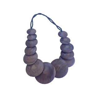 Handcrafted Wooden Beaded Necklace  With Layered Circular Design